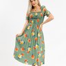 vestido plissado midi boho floral estampado elastex mana banana 16