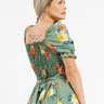 vestido plissado midi boho floral estampado elastex mana banana 18
