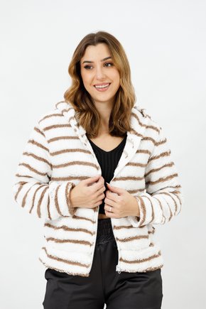 casaco peludo teddy listrado soft mana banana 1