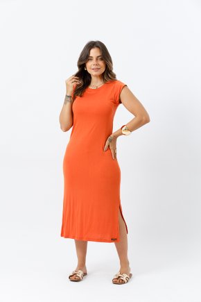 vestido midi manga curta liso malha basico mana banana 035